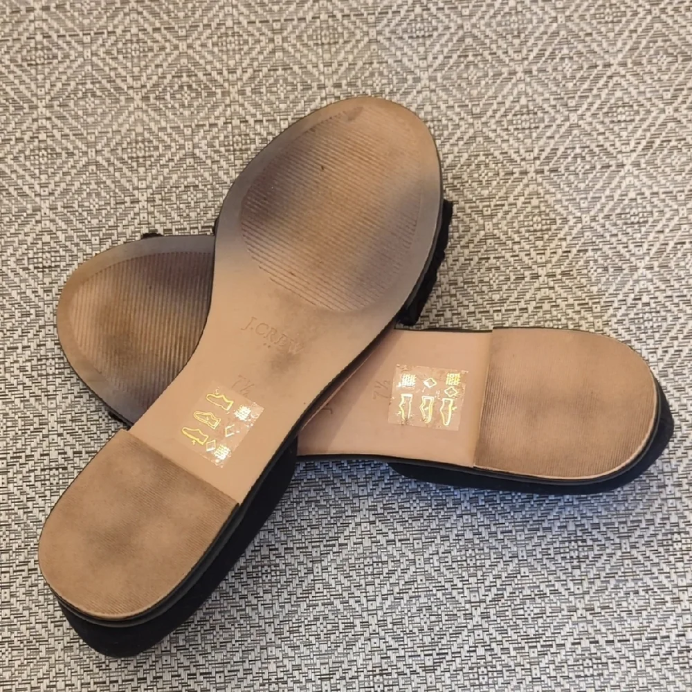 J. Crew Morgan Eyelet Peep Toe Black Flats Or Open-Toe Sandals - Picture 7 of 7